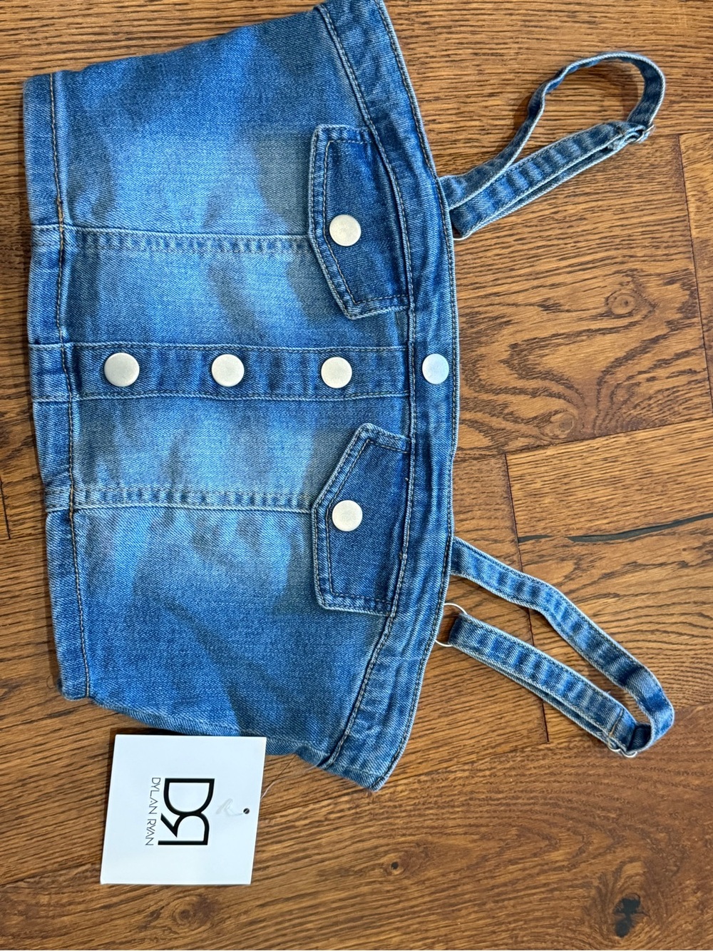 Dylan Ryan NYC Denim Smocked Crop Top Size Medium NWT - Picture 2 of 9